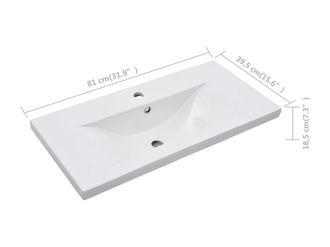 Lavello incasso 81 x 39,5 x 18,5 cm Ceramica Bianca
