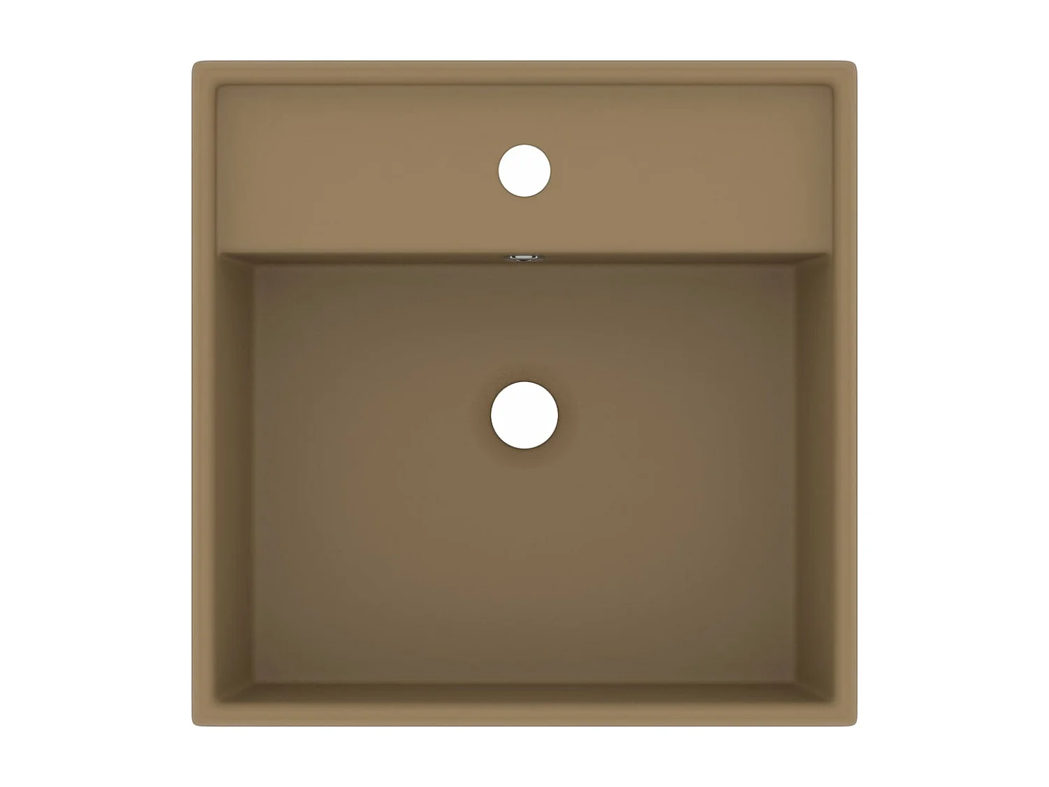 Lavabo carré de luxe à trop-plein Crème mat 41x41 cm Céramique