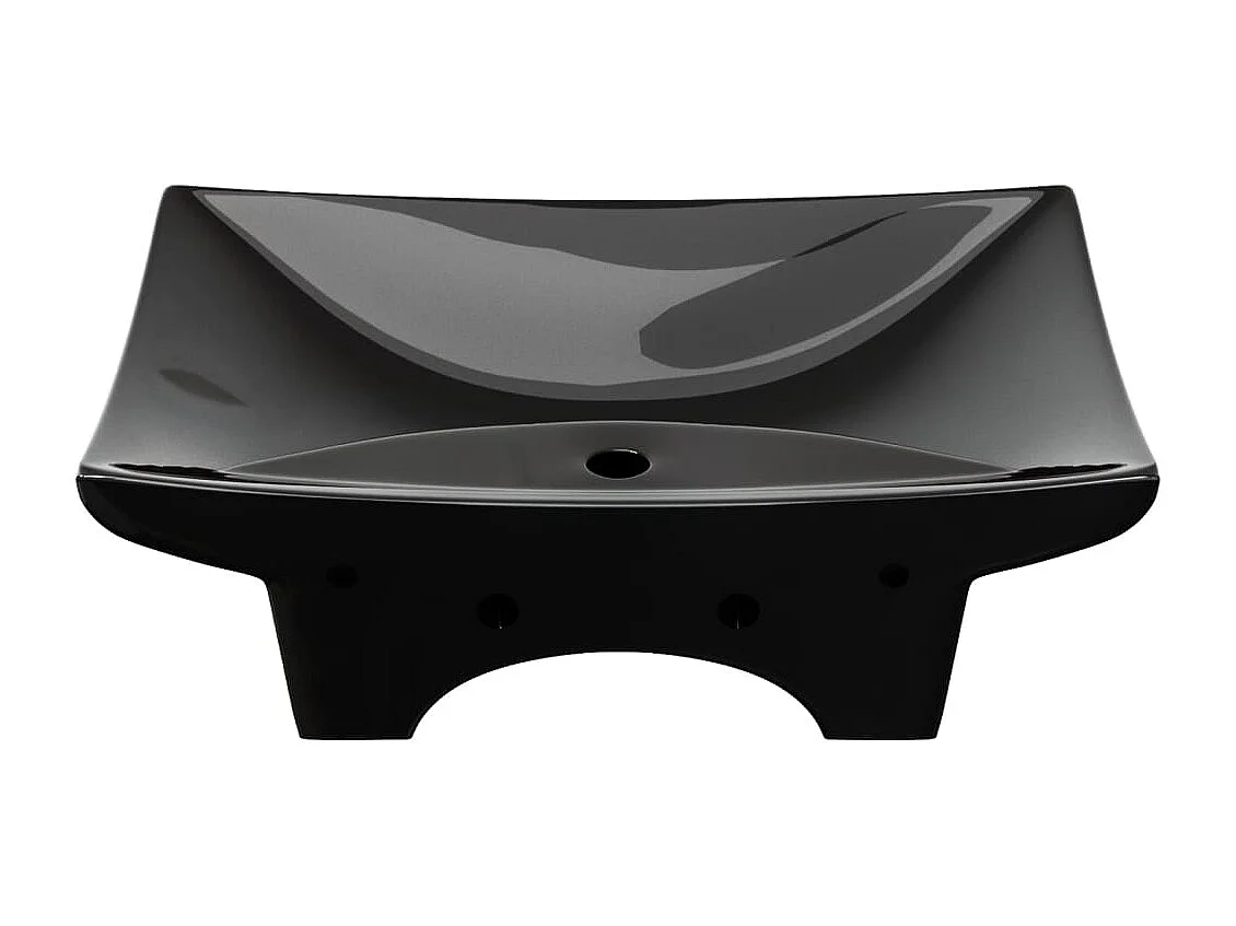 Lavabo rectangulaire en céramique noir de luxe avec trop-plein et trou