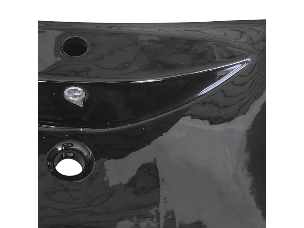 Lavabo rectangulaire en céramique noir de luxe avec trop-plein et trou