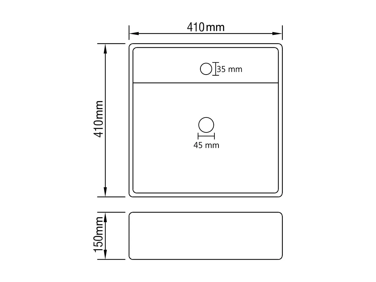Lavabo quadrato con troppopieno Azzurro opaco 41x41 cm Ceramica