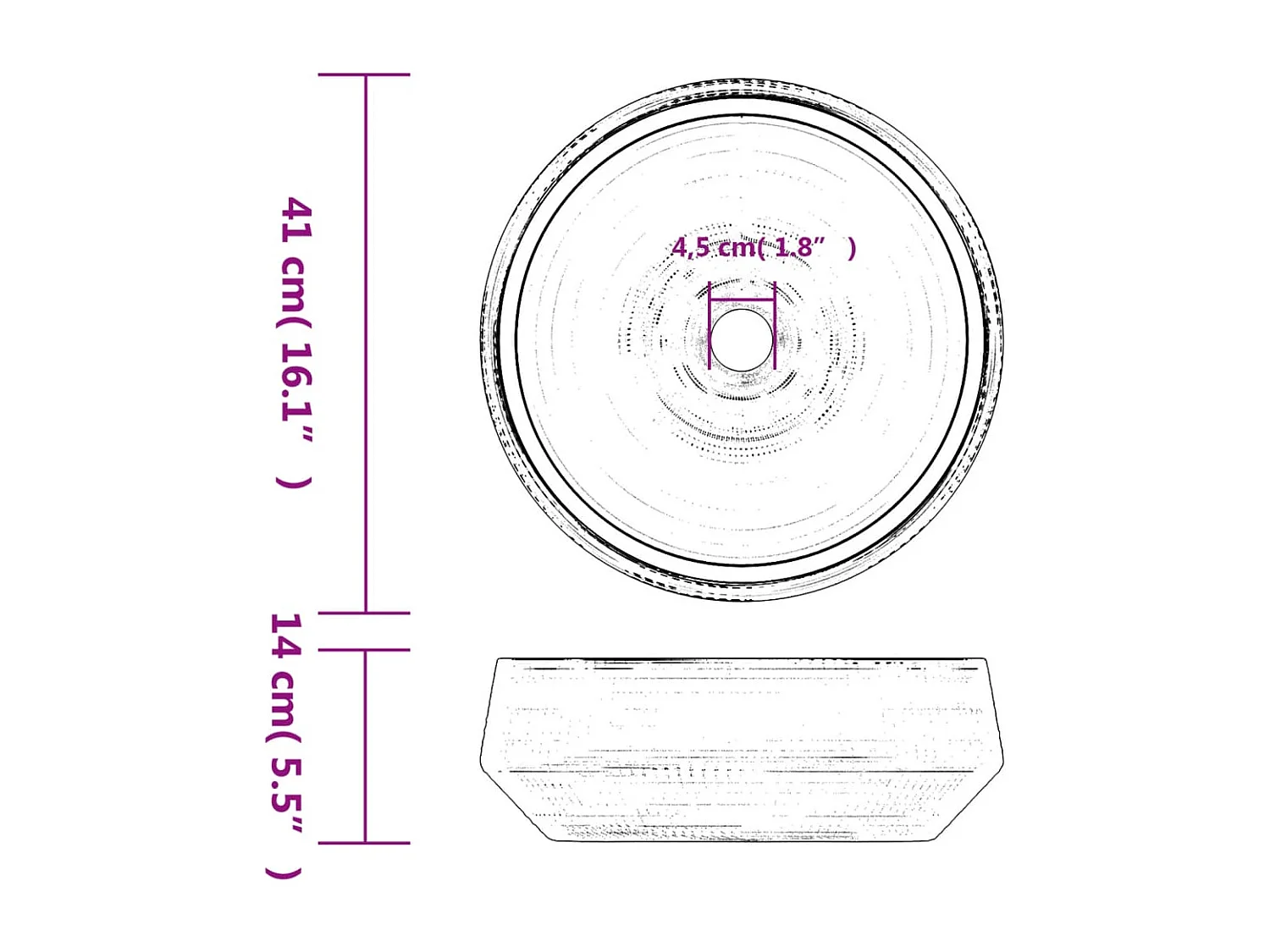 Rundes graues Aufsatzwaschbecken Φ41x14 cm aus Keramik