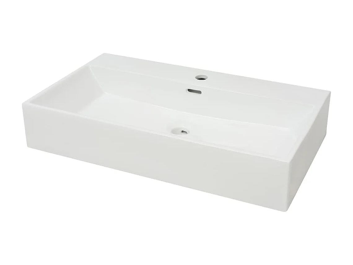 Vasque avec trou de robinet en céramique Blanc 76x42,5x14,5 cm