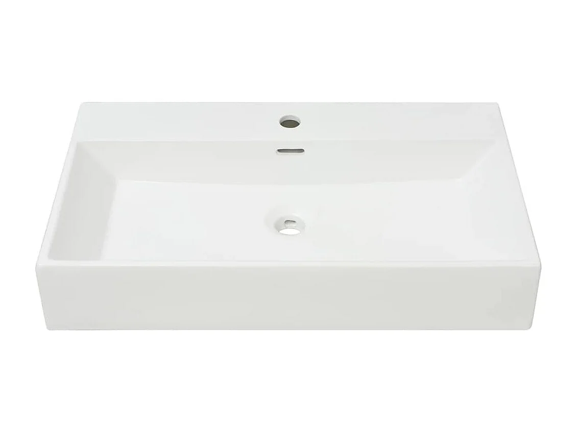 Vasque avec trou de robinet en céramique Blanc 76x42,5x14,5 cm