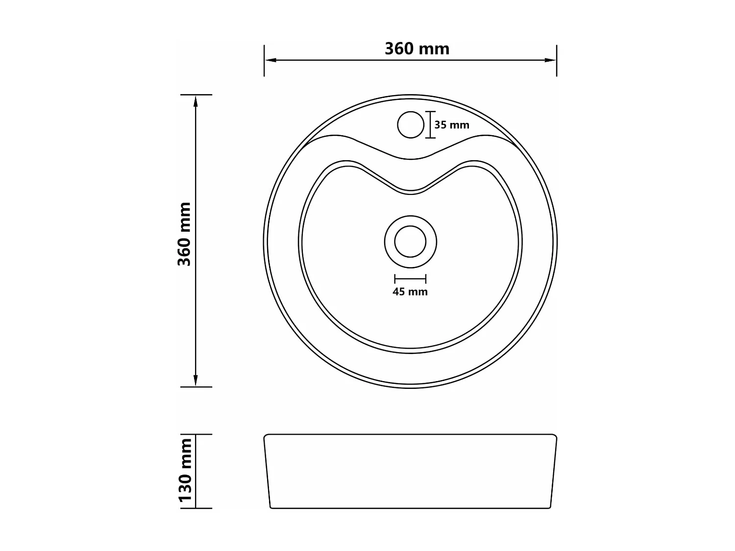 Lavabo de luxe avec trop-plein Crème mat 36x13 cm Céramique