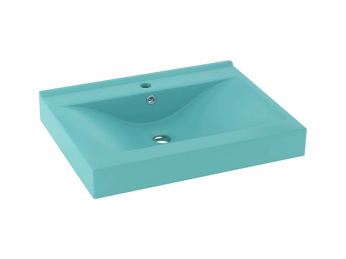 Lavabo avec trou de robinet Vert clair mat 60x46 cm Céramique
