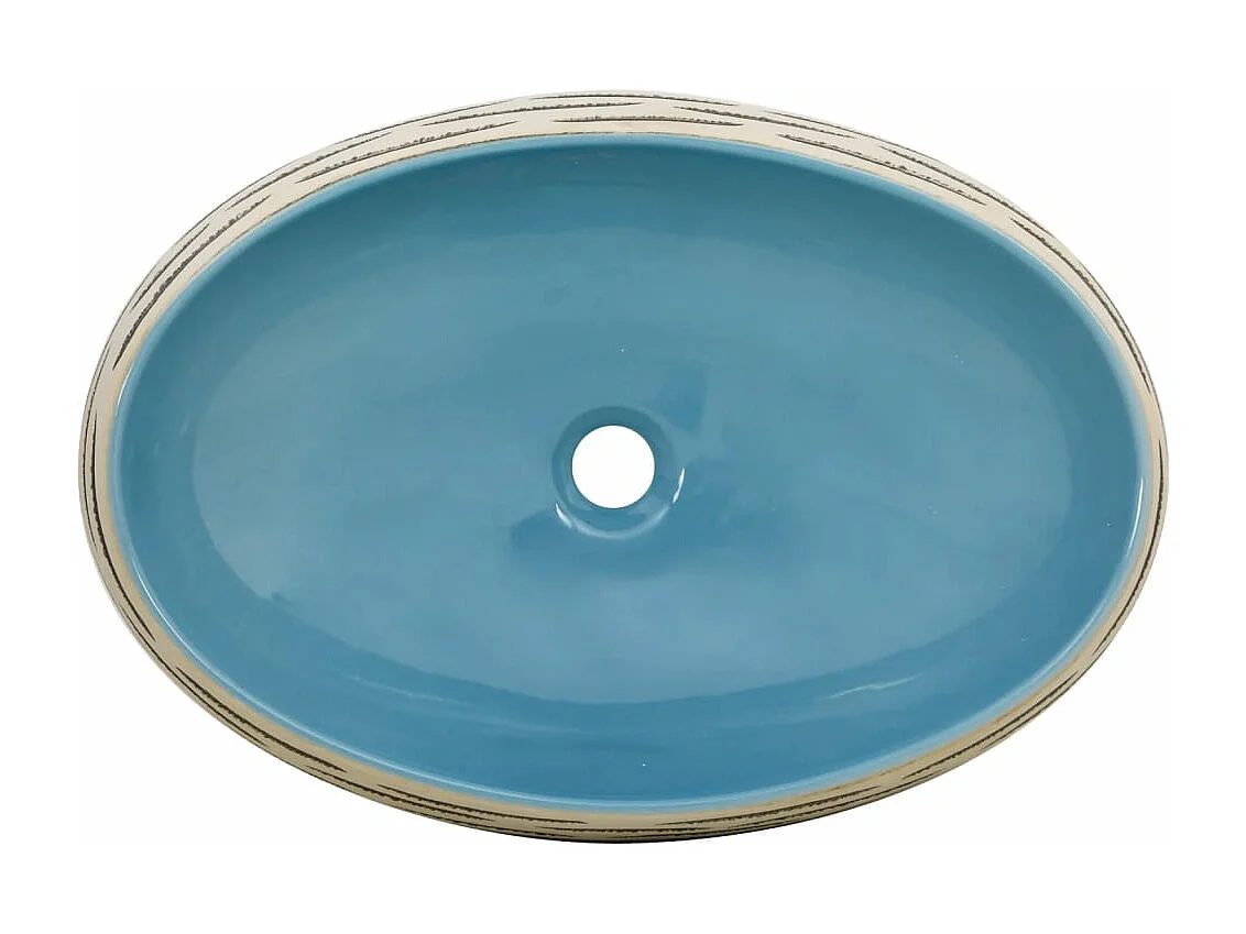 Lavabo da appoggio ovale multicolore in ceramica 59x40x15 cm