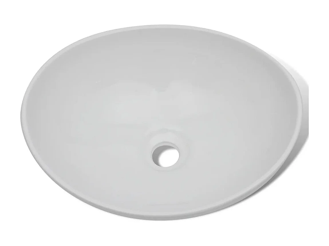 Lavabo de salle de bain avec mitigeur Céramique Ovale Blanc