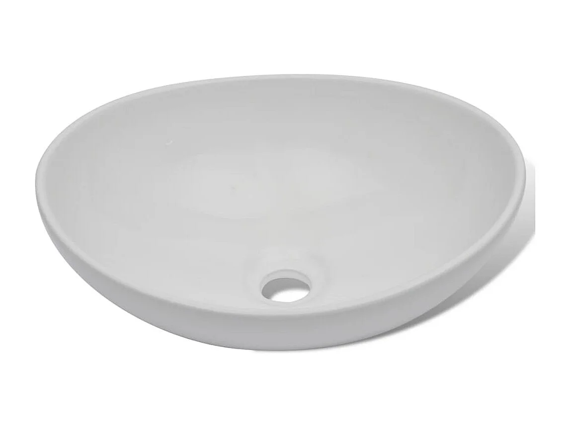 Lavabo de salle de bain avec mitigeur Céramique Ovale Blanc