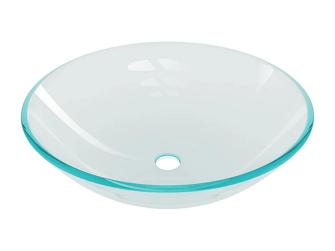 Lavabo de bain avec robinet et drain à poussoir Verre trempé