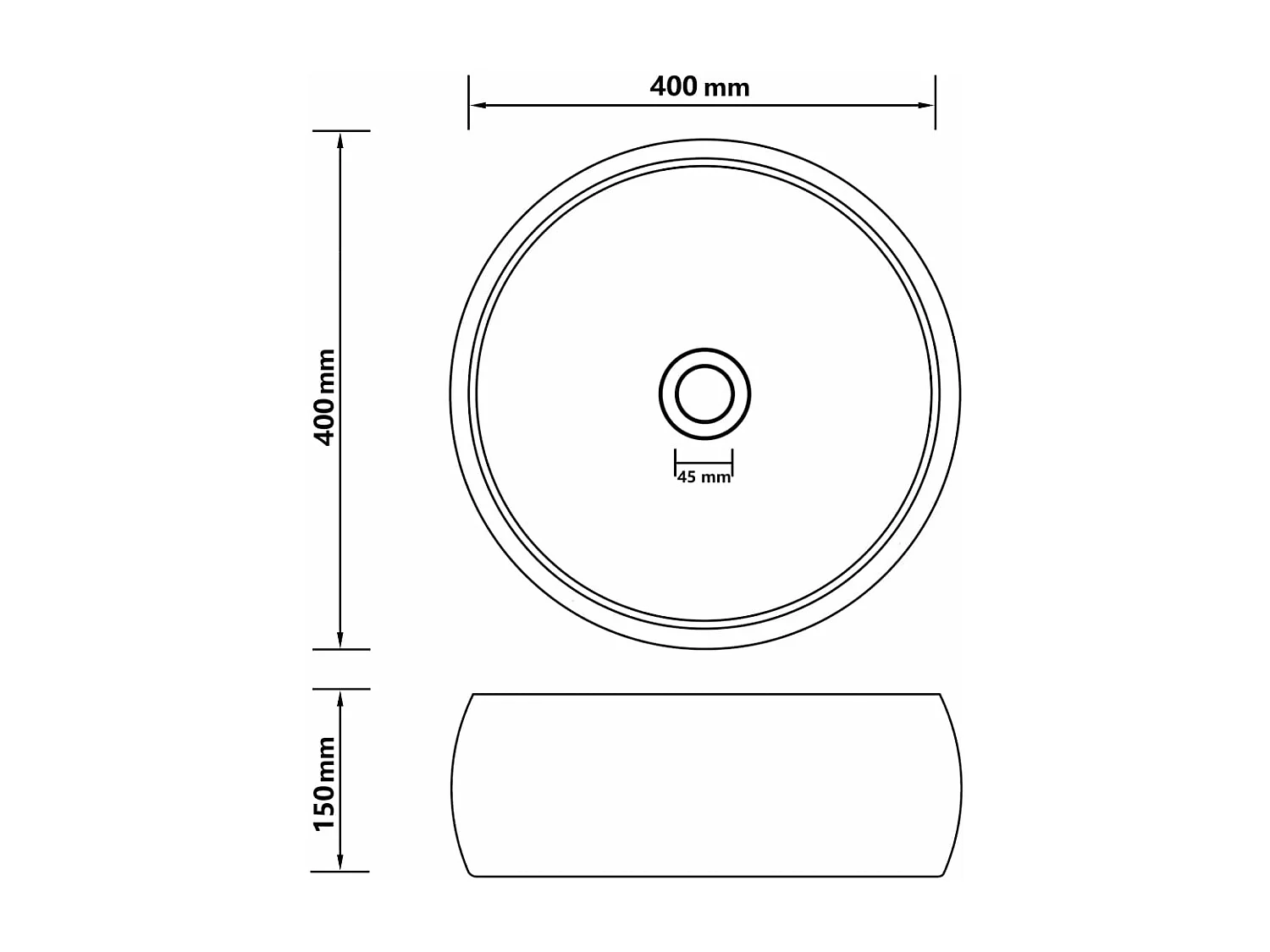 Lavatório redondo luxuoso fosco cinza claro 40x15 cm cerâmica