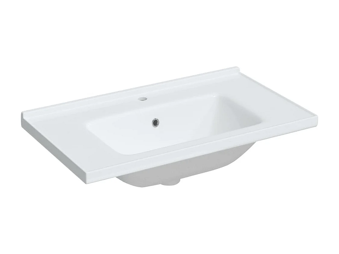 Évier salle de bain blanc 81x48x19,5 cm rectangulaire céramique