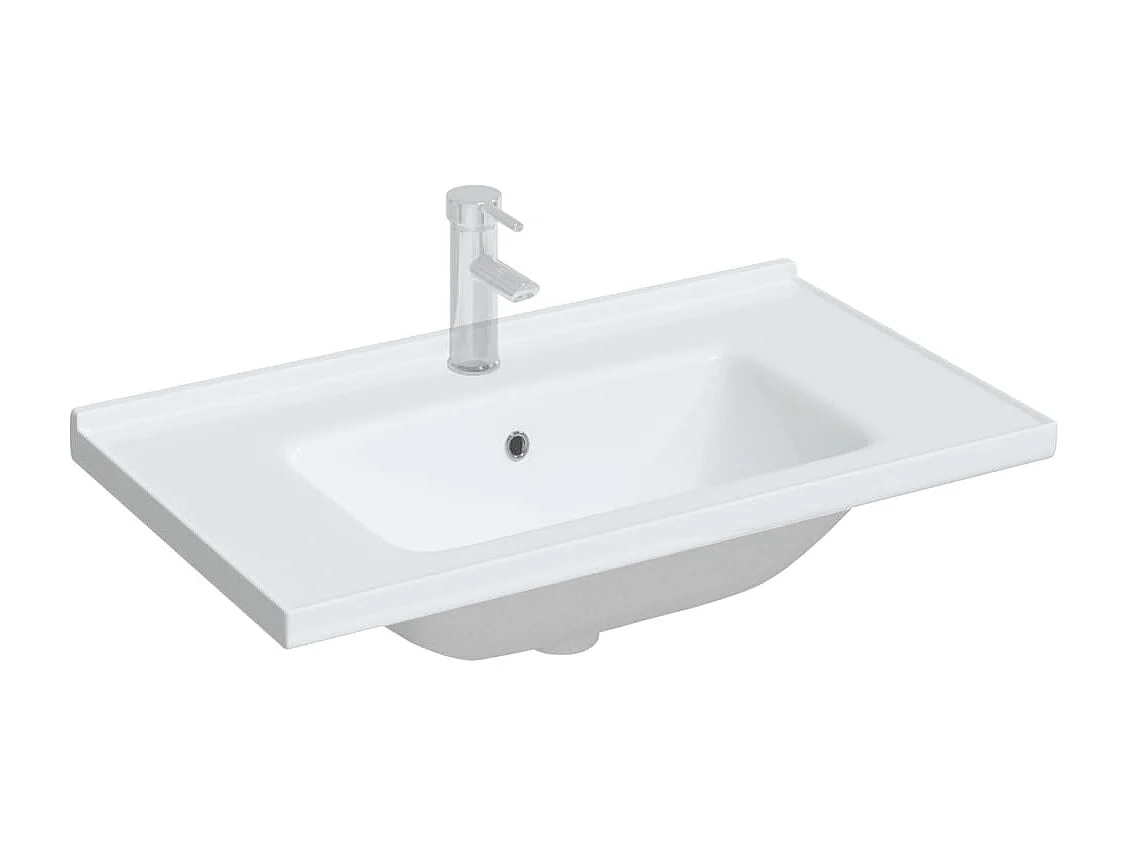 Évier salle de bain blanc 81x48x19,5 cm rectangulaire céramique