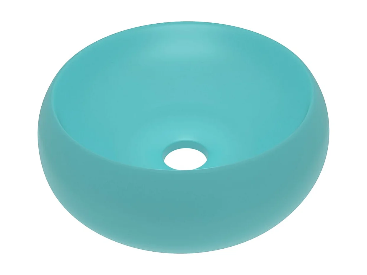 Luxuriöses rundes Waschbecken Matt hellgrün 40x15 cm Keramik