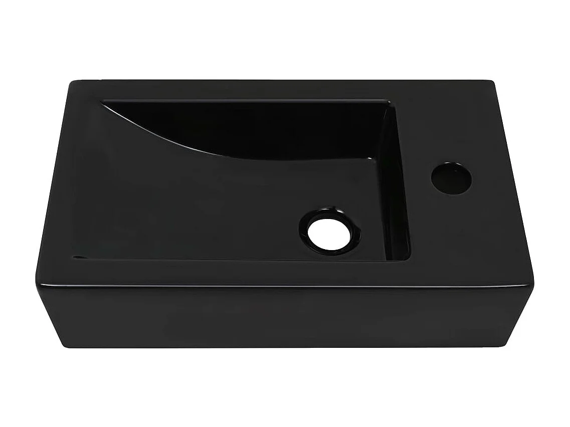 Vasque avec trou de robinet Céramique Noir 46 x 25,5 x 12 cm