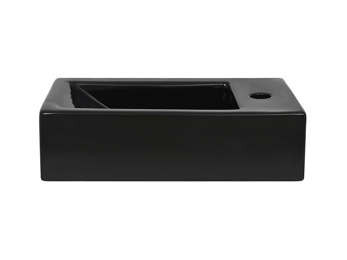 Lavabo con foro per rubinetto Ceramica Nero 46 x 25,5 x 12 cm