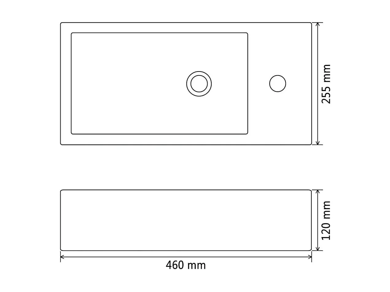 Vasque avec trou de robinet Céramique Noir 46 x 25,5 x 12 cm