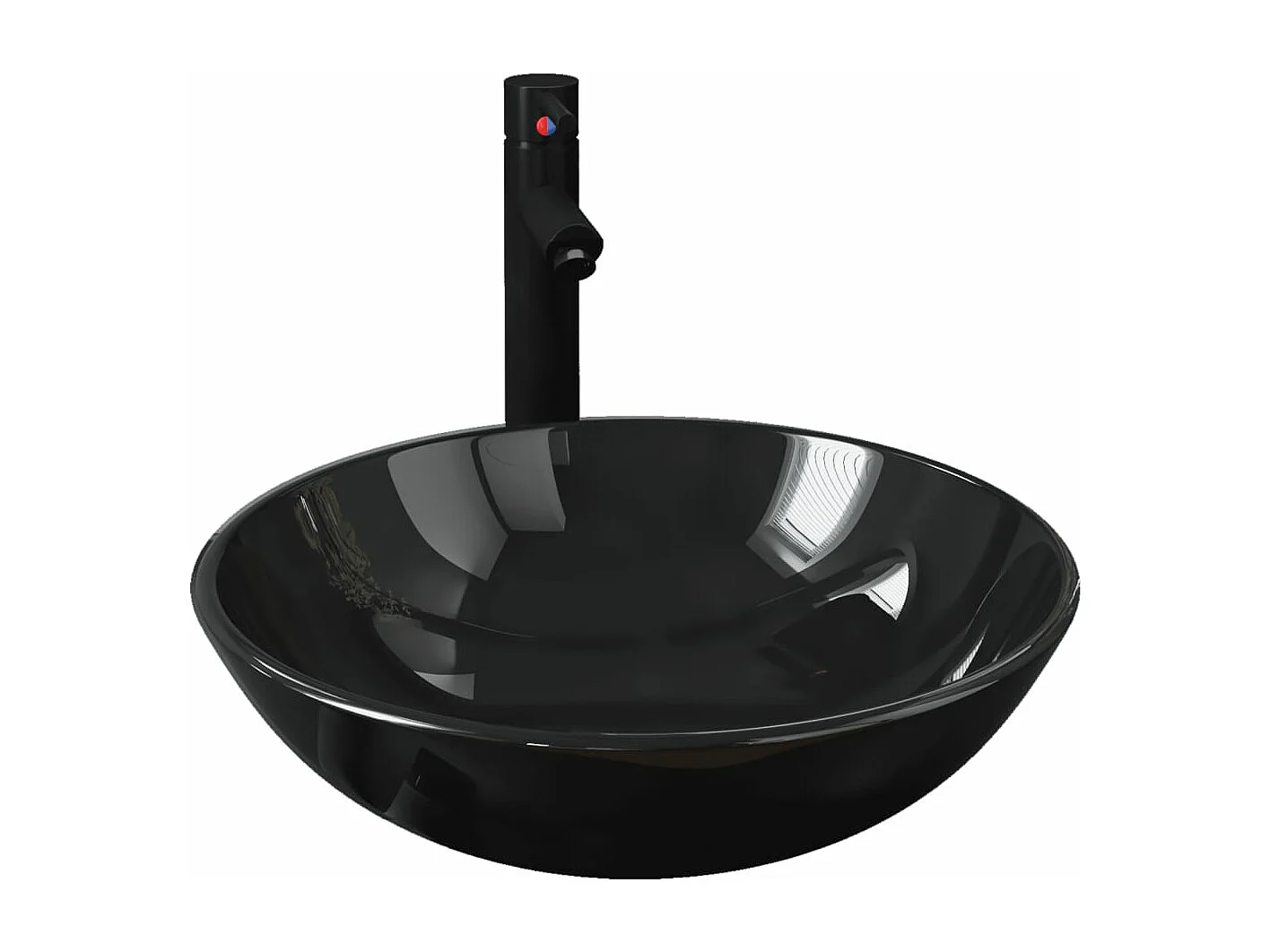 Lavabo de bain avec robinet et drain à poussoir Verre trempé