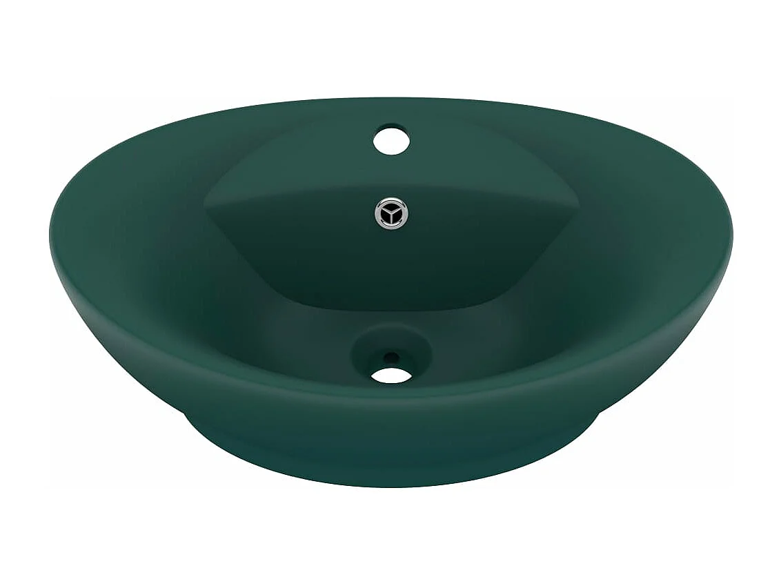 Lavabo ovale à trop-plein Vert foncé mat 58,5x39 cm Céramique