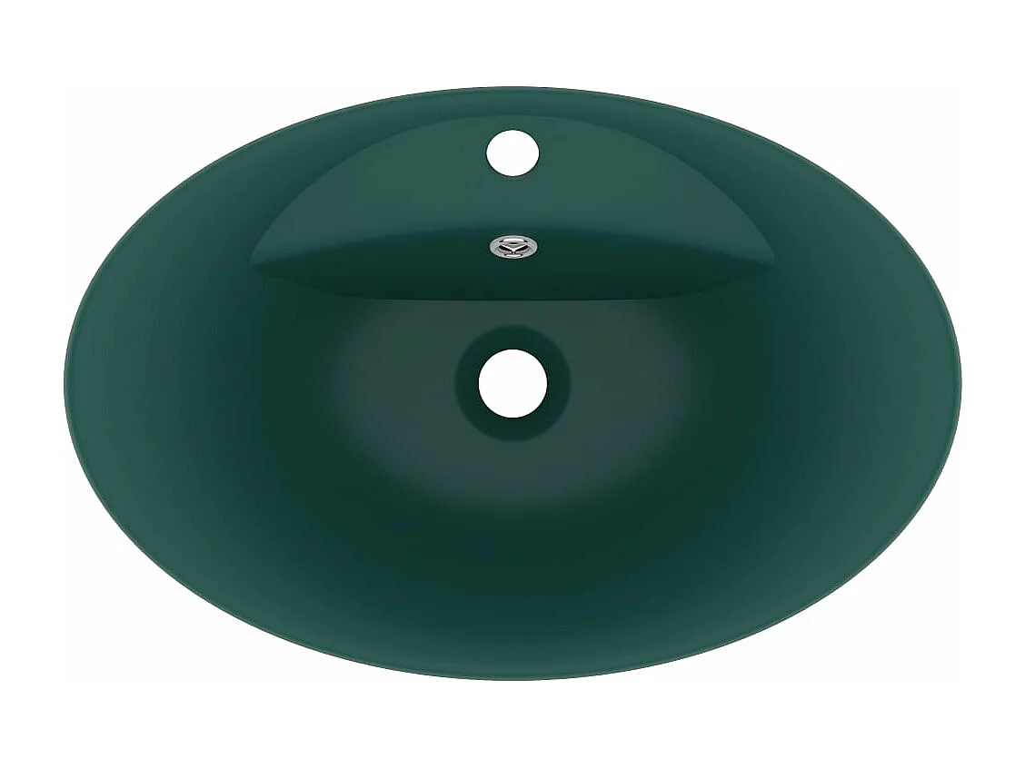 Lavabo ovale à trop-plein Vert foncé mat 58,5x39 cm Céramique