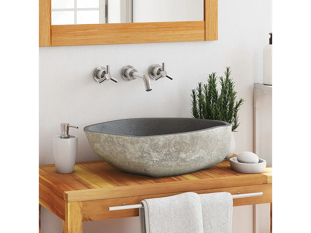 Lavabo in pietra di fiume Ovale (45-53)x(34-41) cm