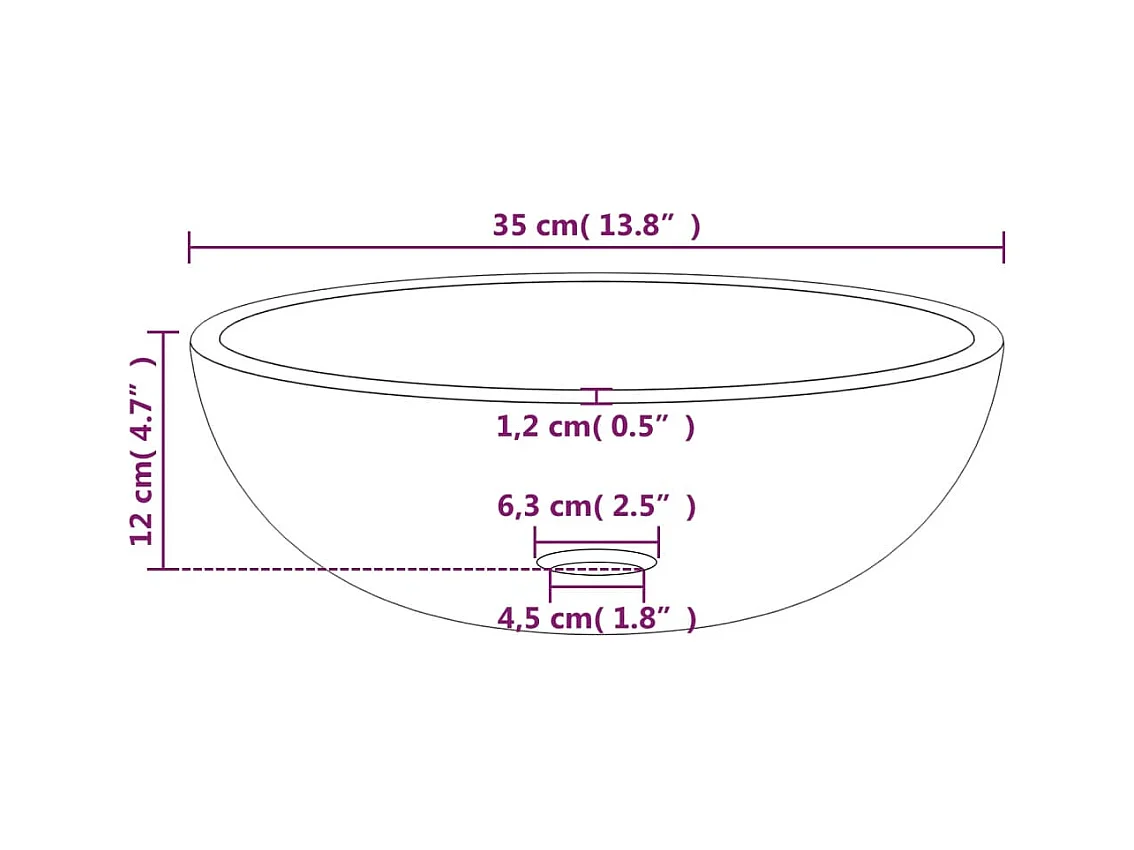 Lavabo Verre trempé 35x12 cm Doré