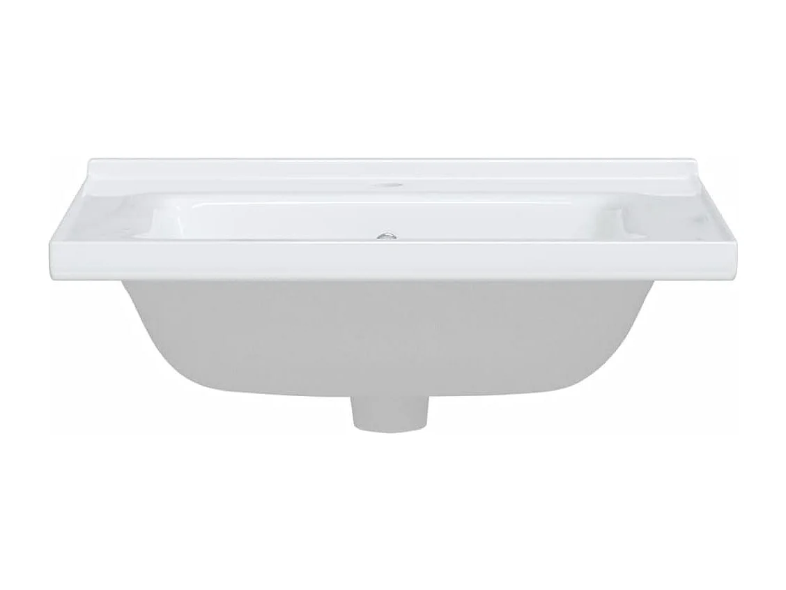 Weißes Waschbecken aus rechteckiger Keramik, 61 x 48 x 19,5 cm