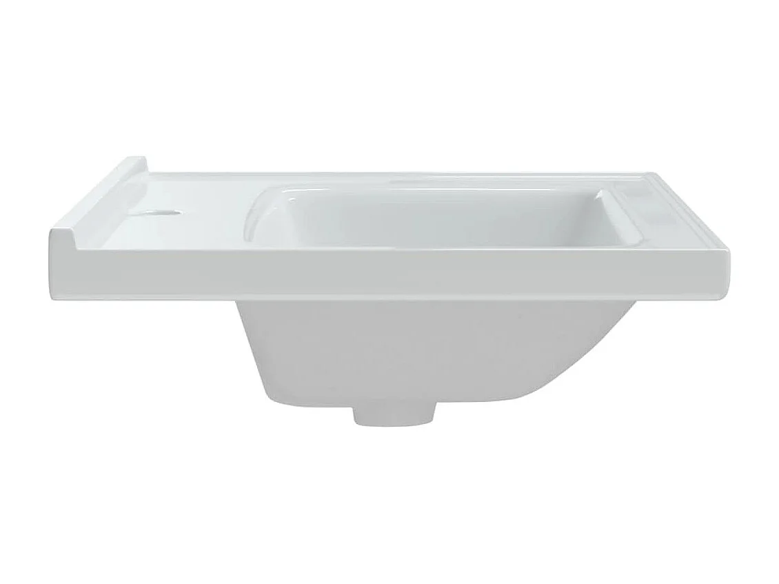 Weißes Waschbecken aus rechteckiger Keramik, 61 x 48 x 19,5 cm