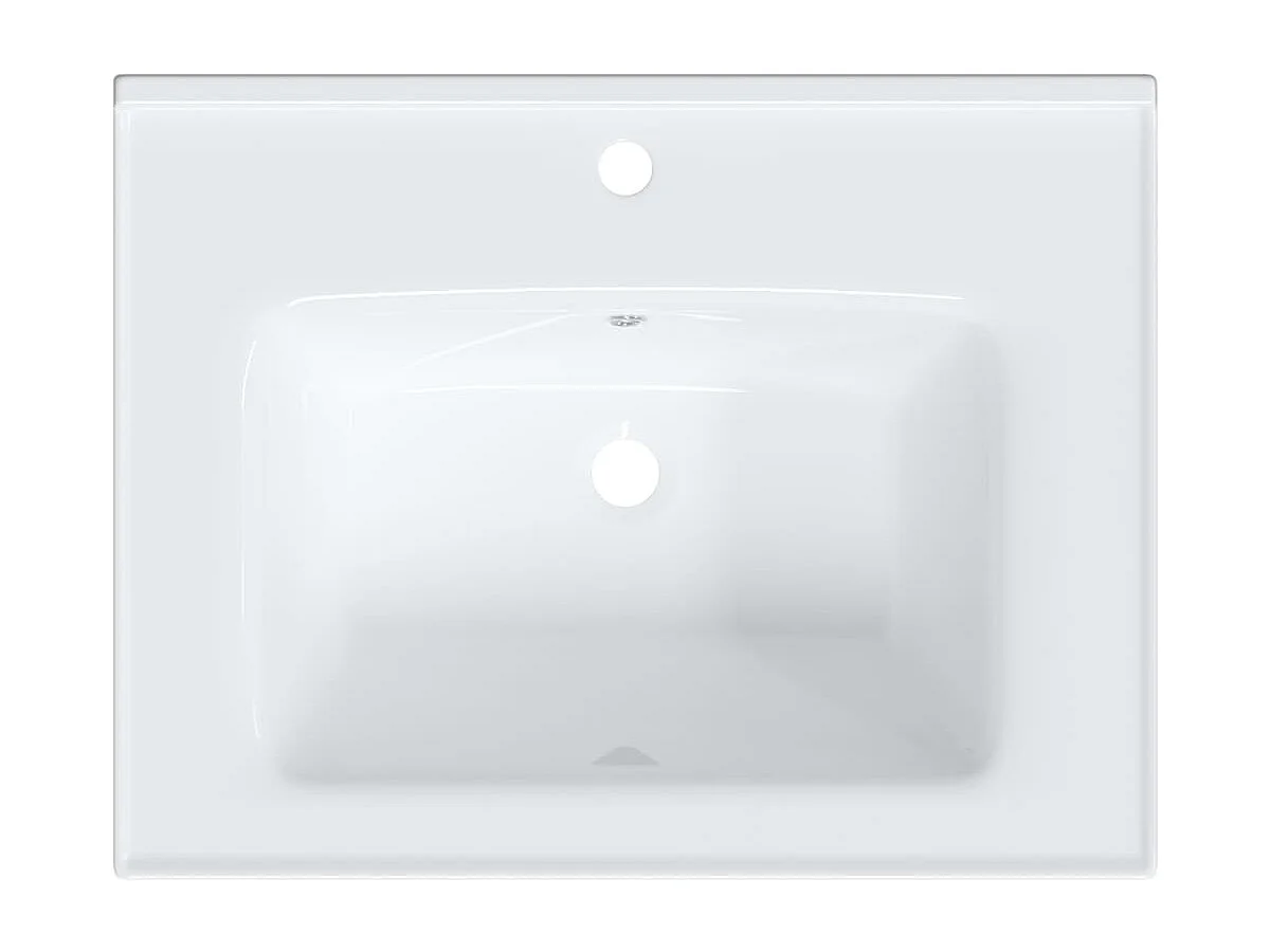 Weißes Waschbecken aus rechteckiger Keramik, 61 x 48 x 19,5 cm