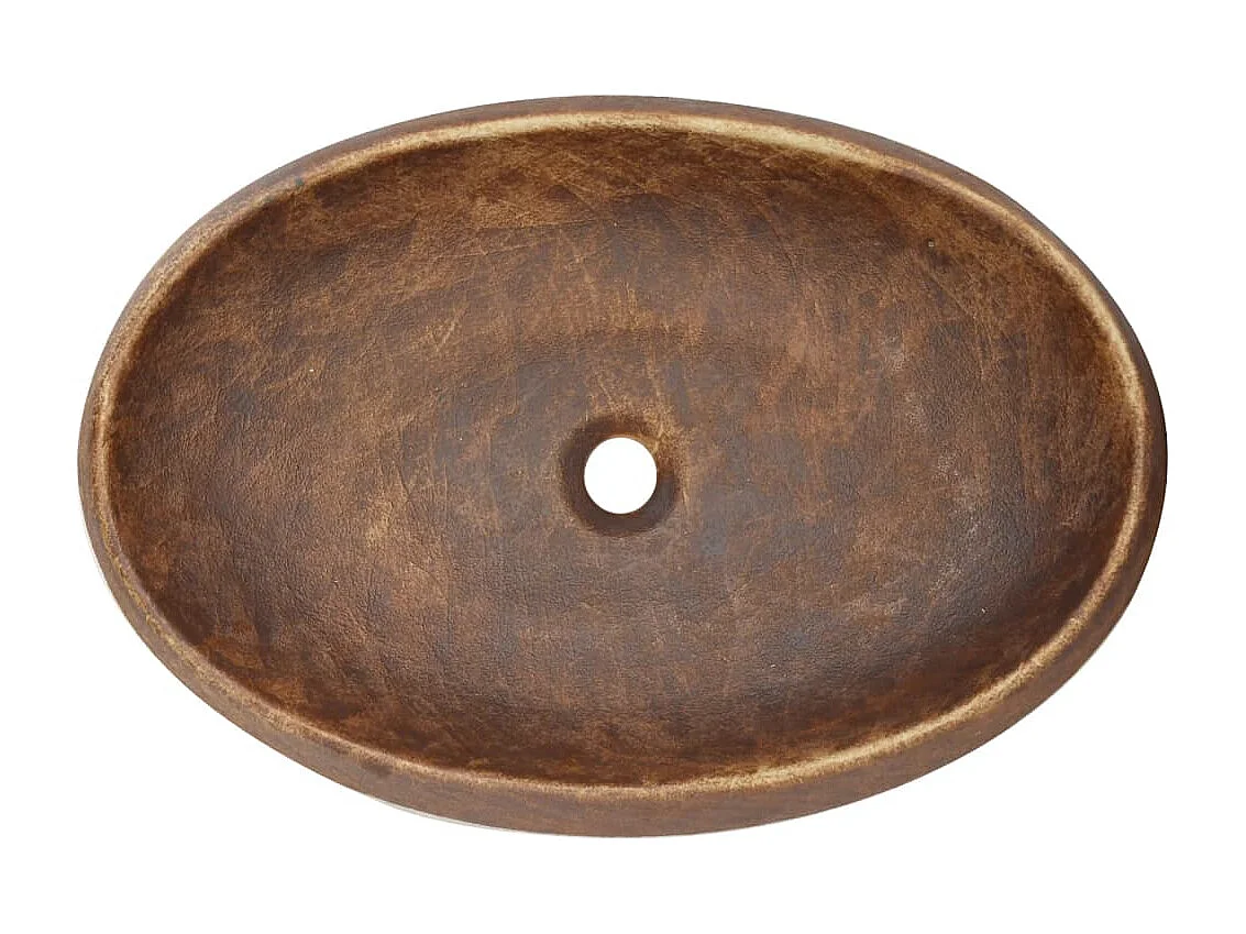 Braunes ovales Aufsatzwaschbecken 59x40x15 cm aus Keramik