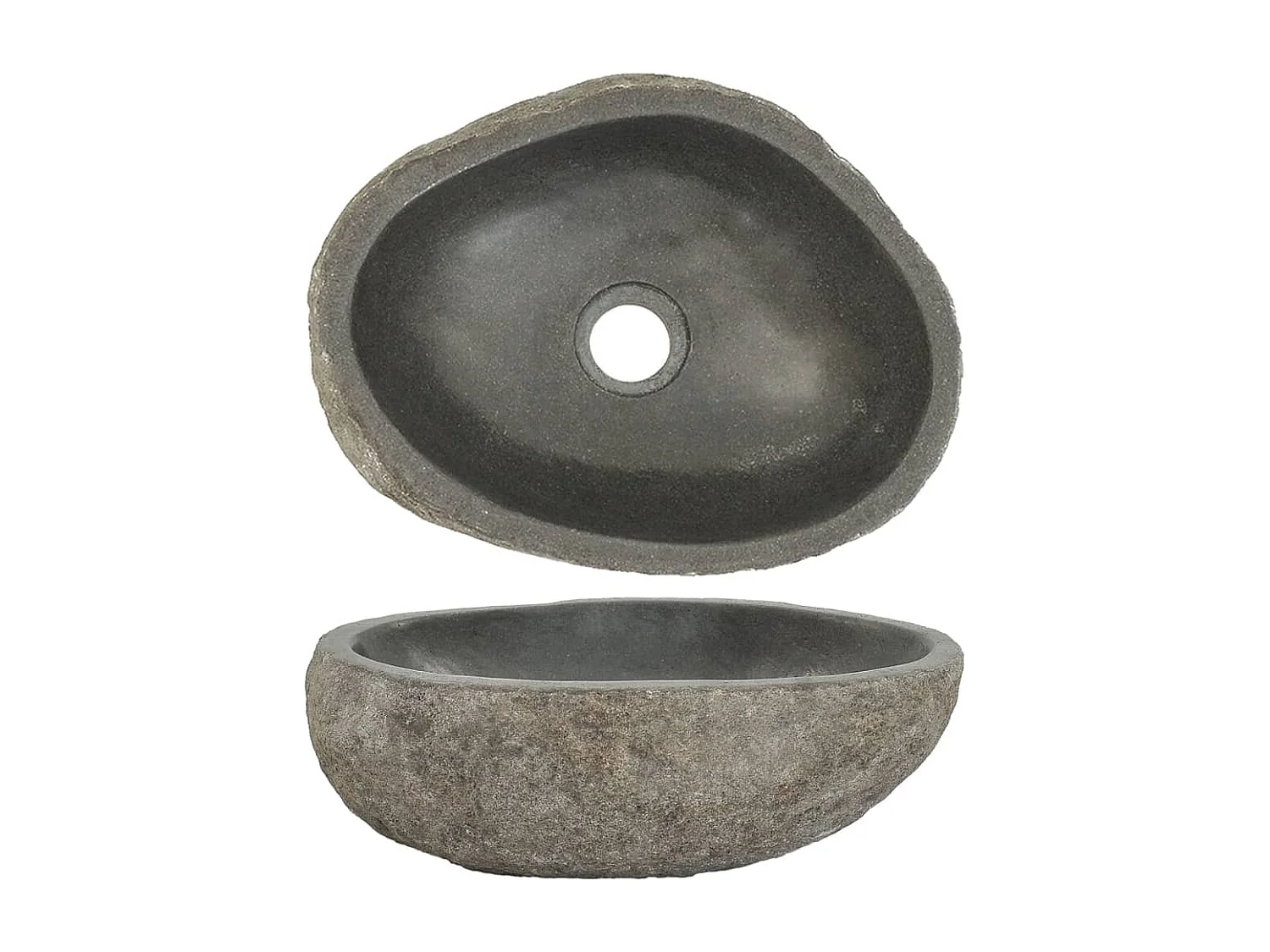 Lavabo en pierre de rivière ovale (29-38)x(24-31) cm