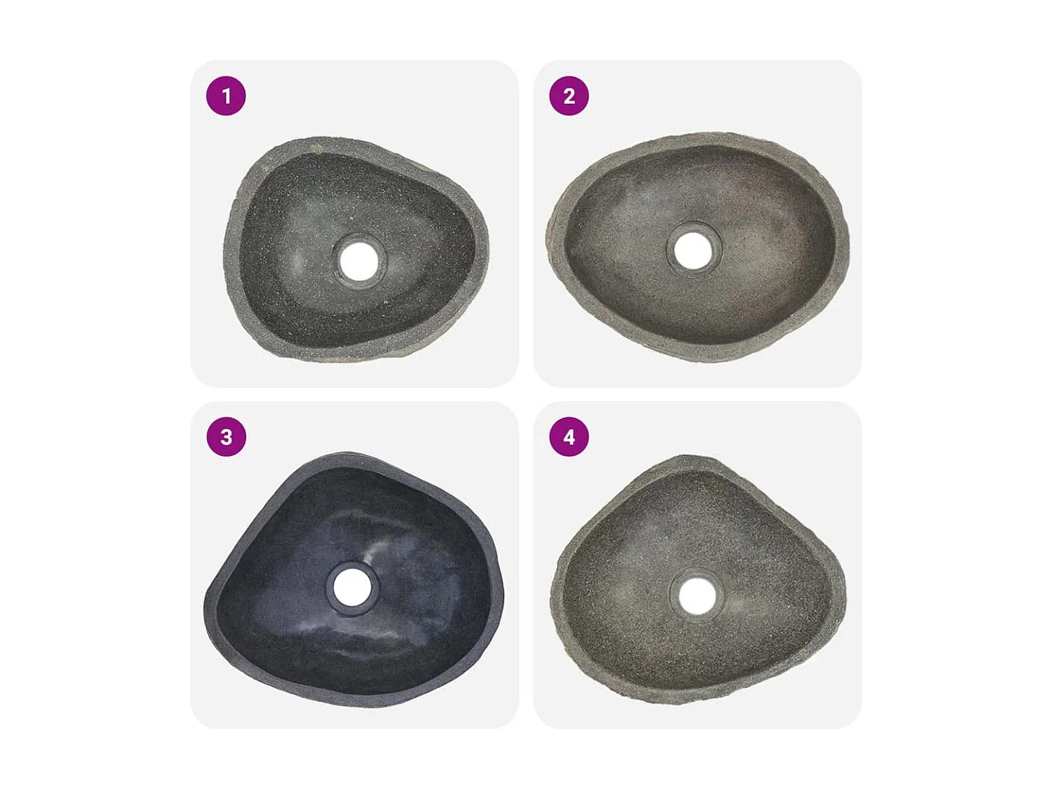 Lavabo en pierre de rivière ovale (29-38)x(24-31) cm