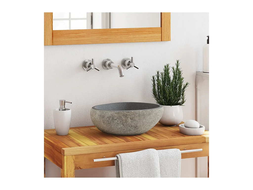 Lavabo en pierre de rivière ovale (29-38)x(24-31) cm