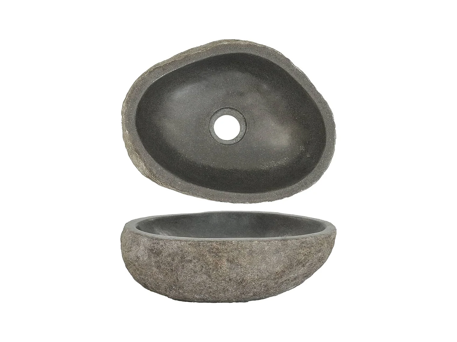 Lavabo en pierre de rivière ovale (29-38)x(24-31) cm