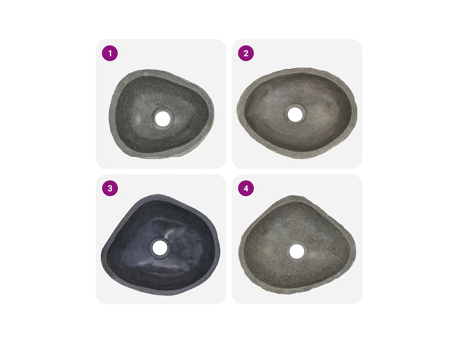 Lavabo en pierre de rivière ovale (29-38)x(24-31) cm