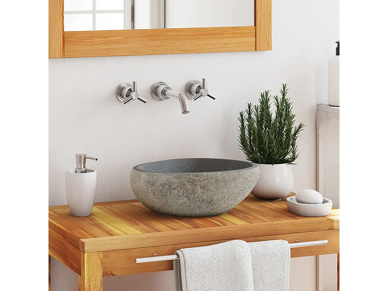 Lavabo en pierre de rivière ovale (29-38)x(24-31) cm