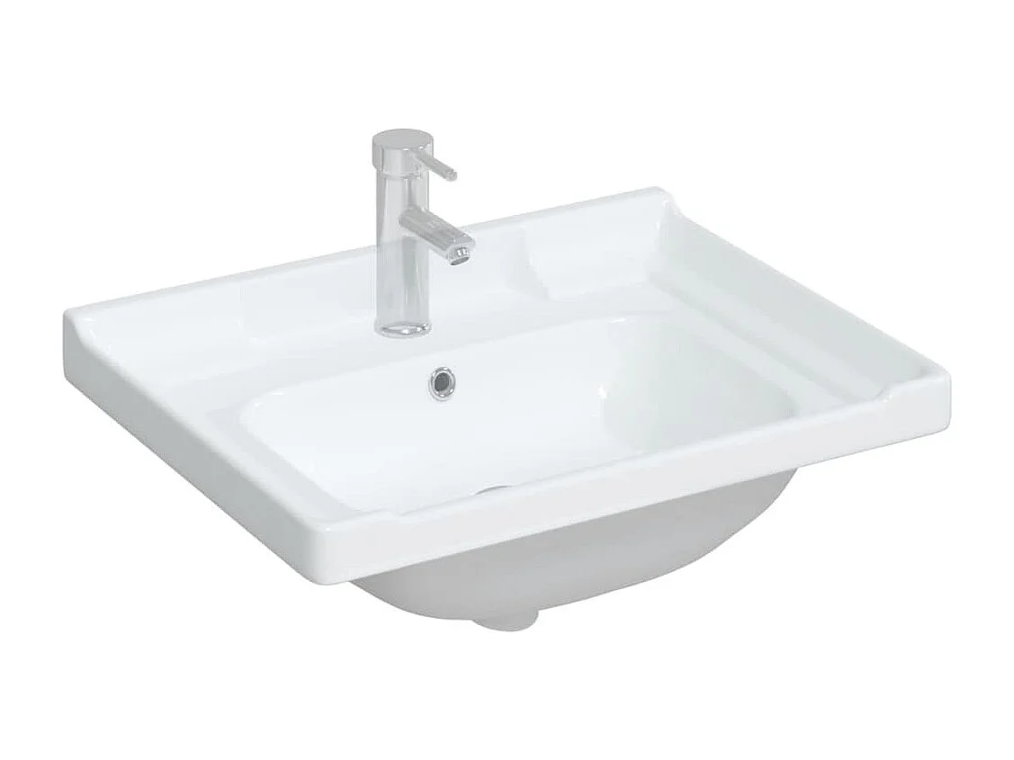 Pia de banheiro branca 61x48x23cm cerâmica retangular
