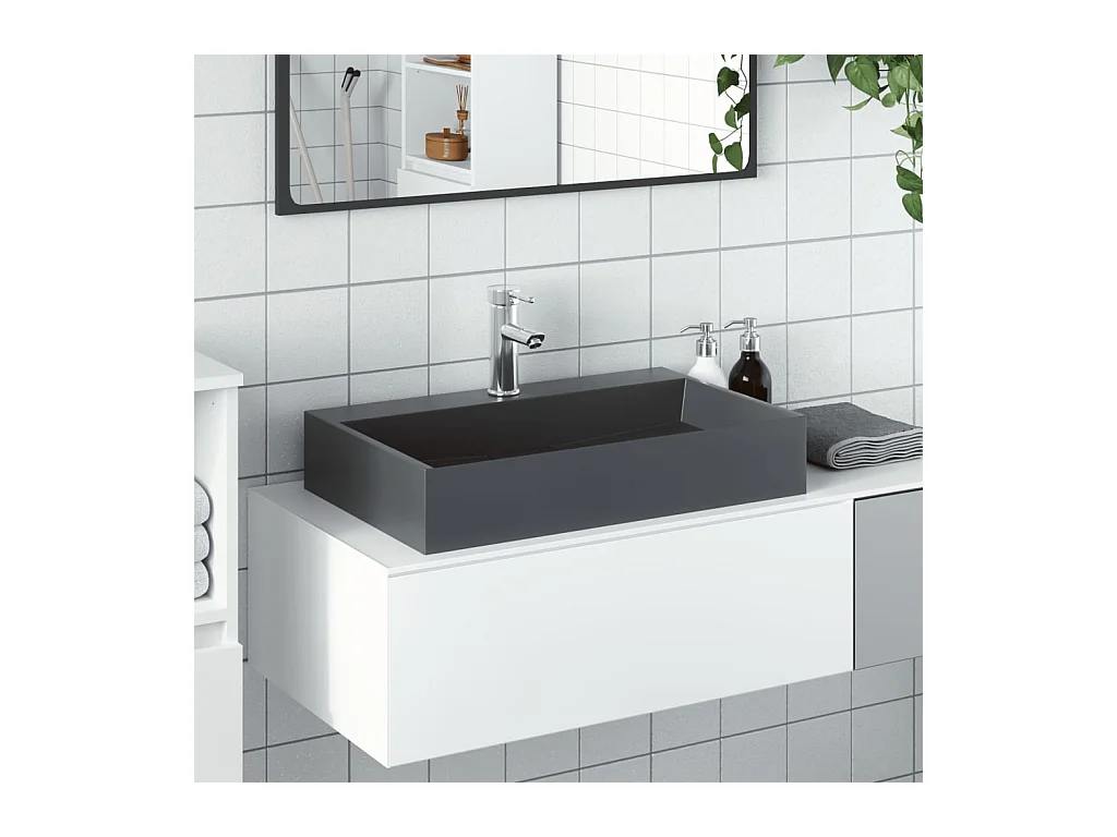 Lavabo 60x38x11 cm colata minerale/marmo antracite