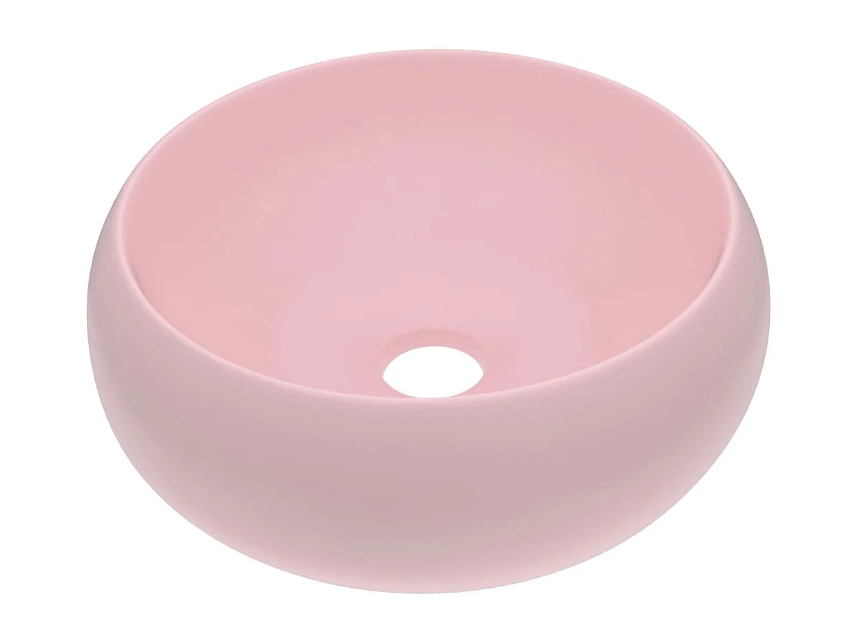 Lavabo rond de luxe Rose mat 40x15 cm Céramique