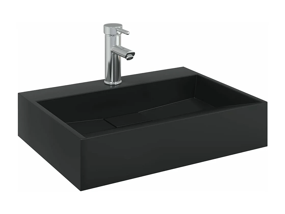 Lavabo 50x38x11 cm colata minerale/marmo nero opaco