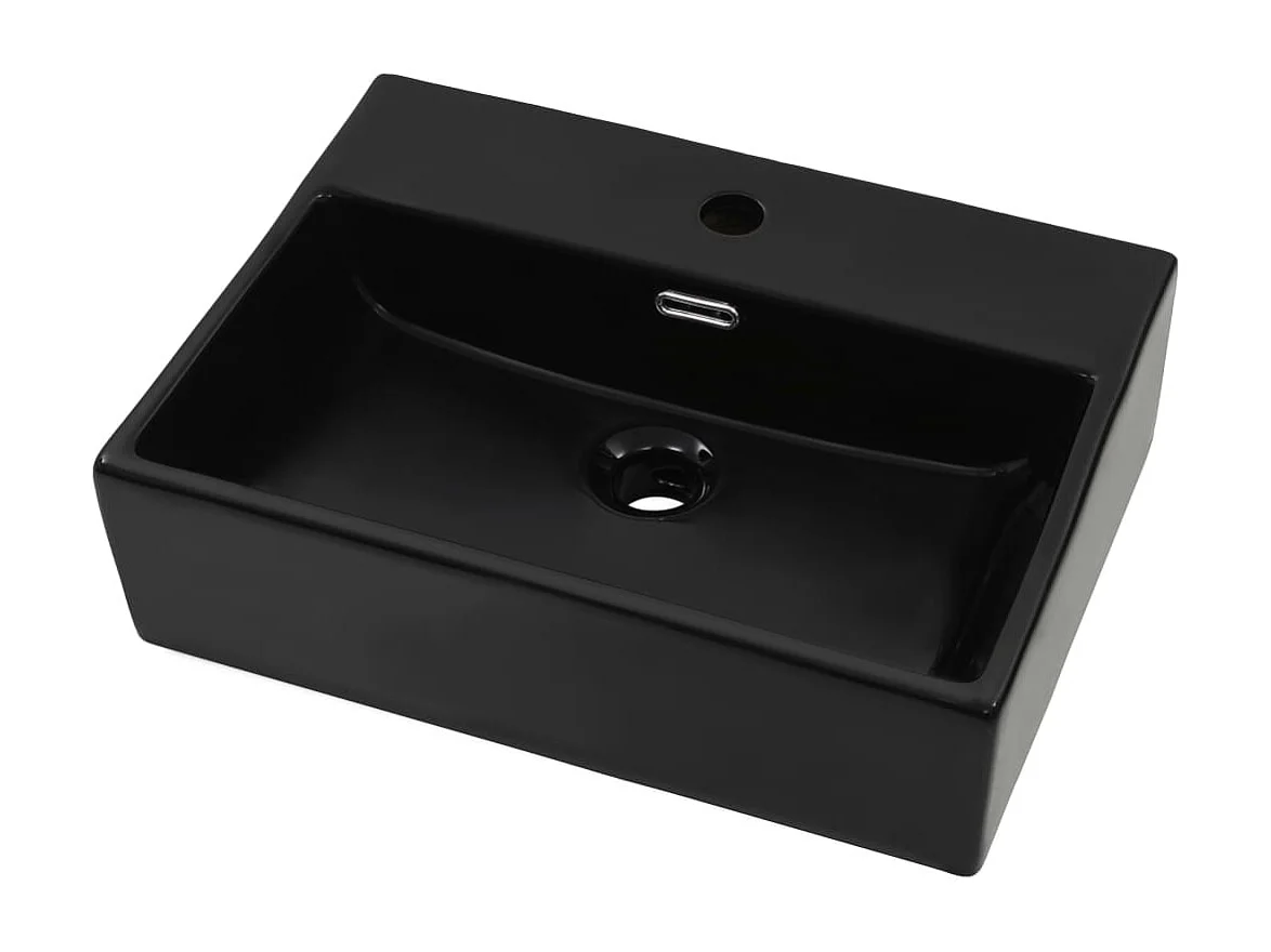 Vasque avec trou de robinet en céramique Noir 51,5x38,5x15 cm