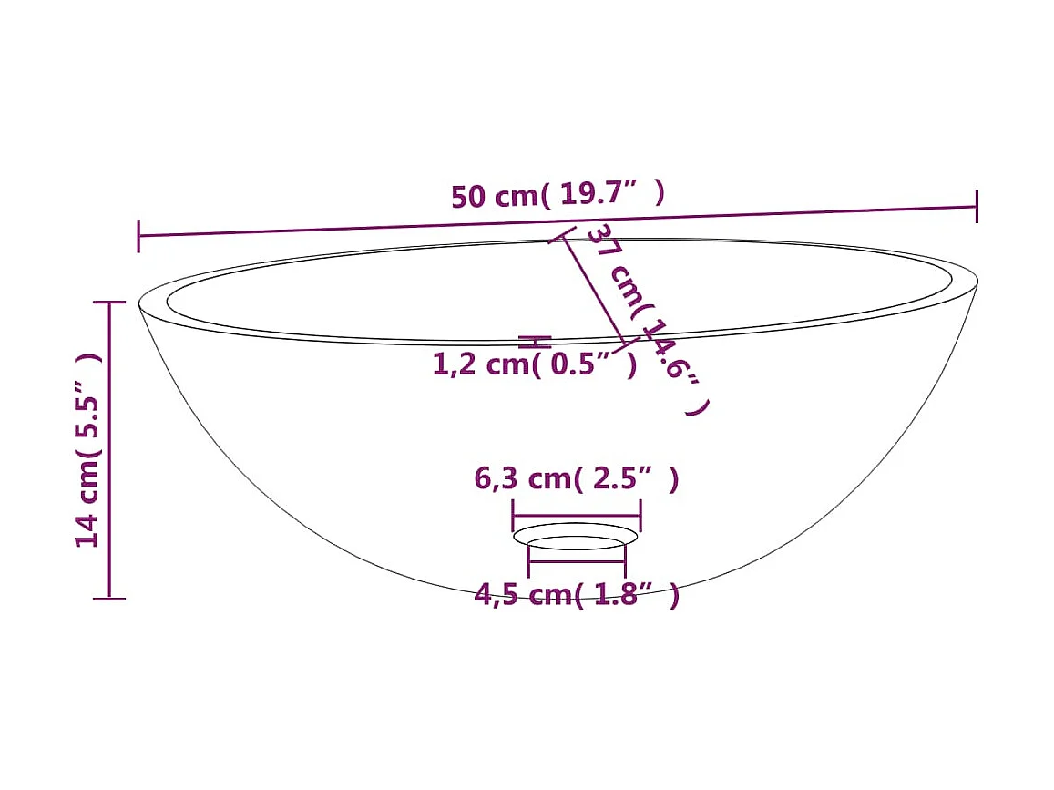 Lavabo Verre 50x37x14 cm Transparent