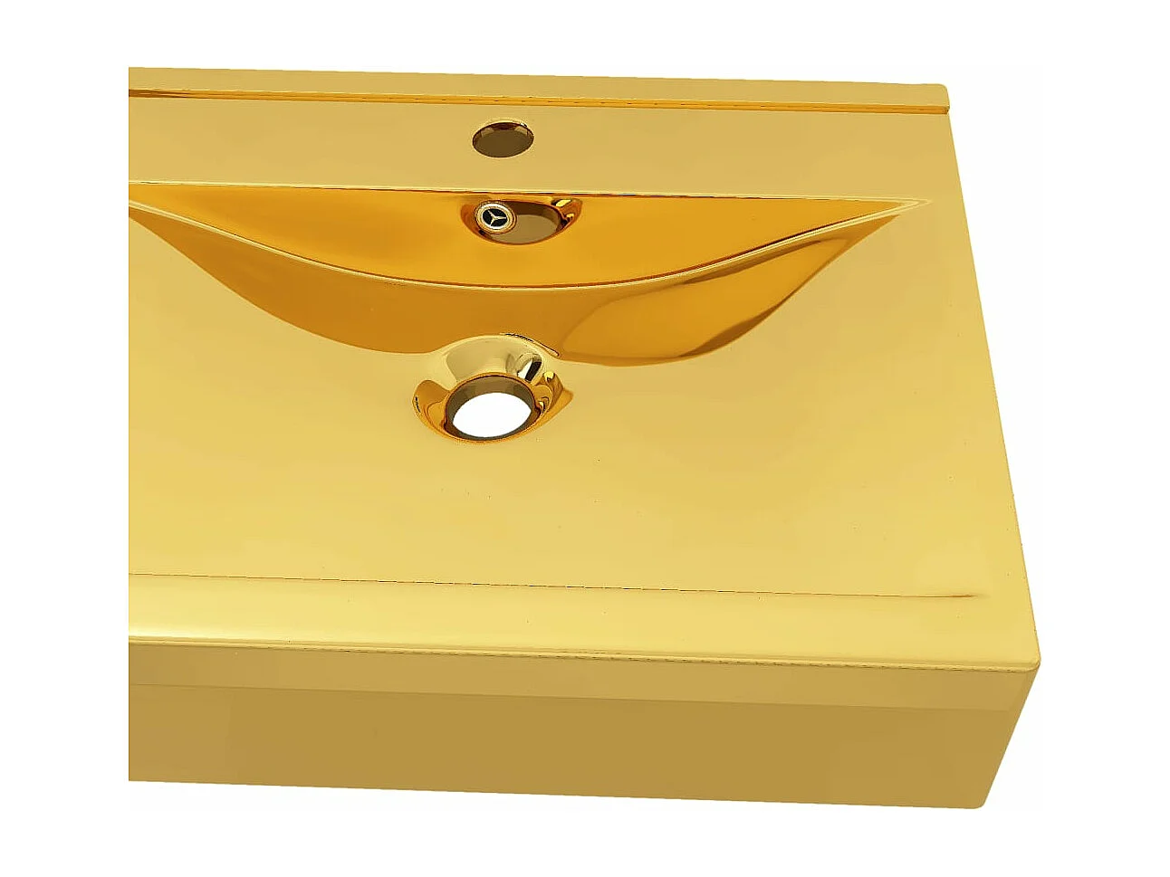 Waschbecken mit Überlauf 60x46x16 cm Keramik Gold