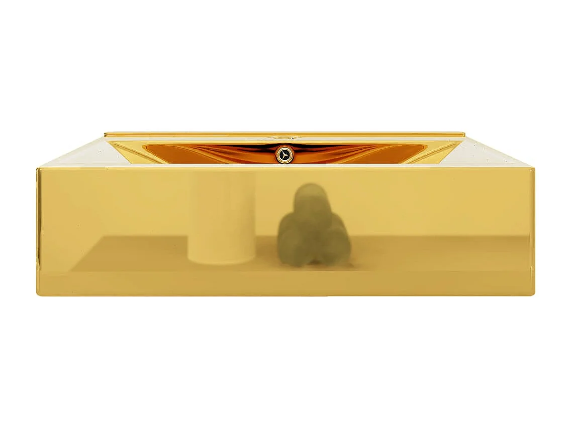 Waschbecken mit Überlauf 60x46x16 cm Keramik Gold
