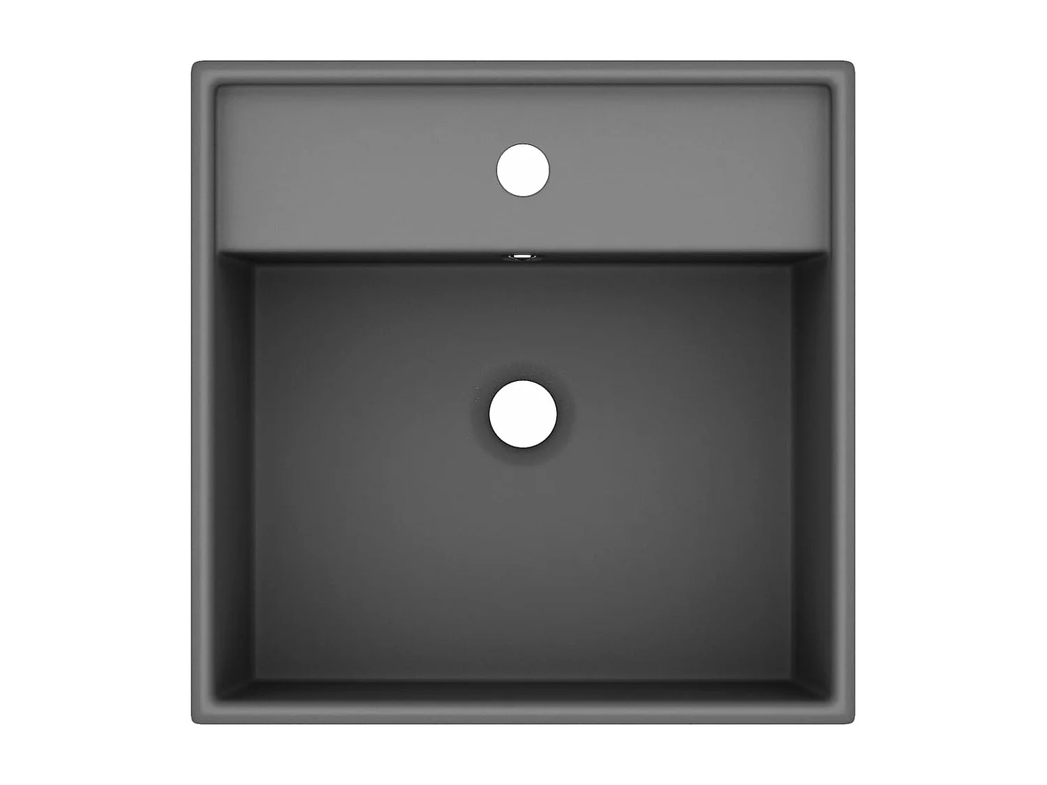 Lavabo carré à trop-plein Gris foncé mat 41x41 cm Céramique