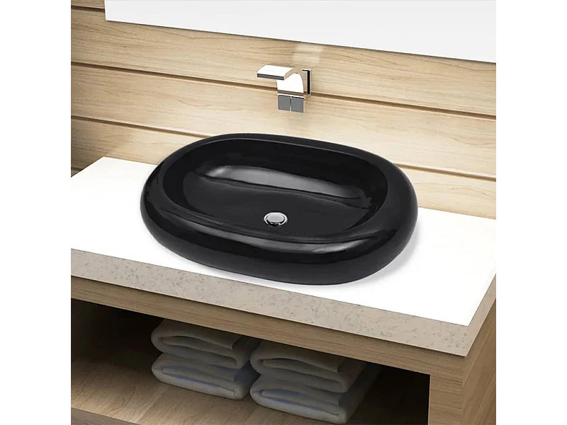 Vasque ovale céramique Noir pour salle de bain