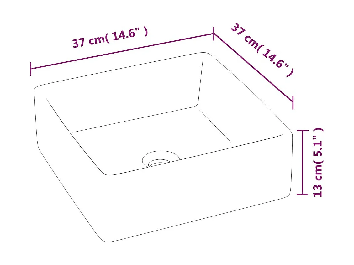 Lavabo blanc 37x37x13 cm céramique carré