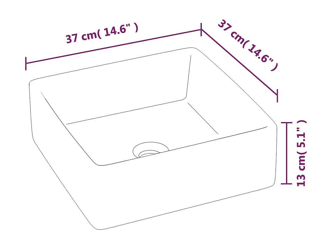 Lavabo blanc 37x37x13 cm céramique carré