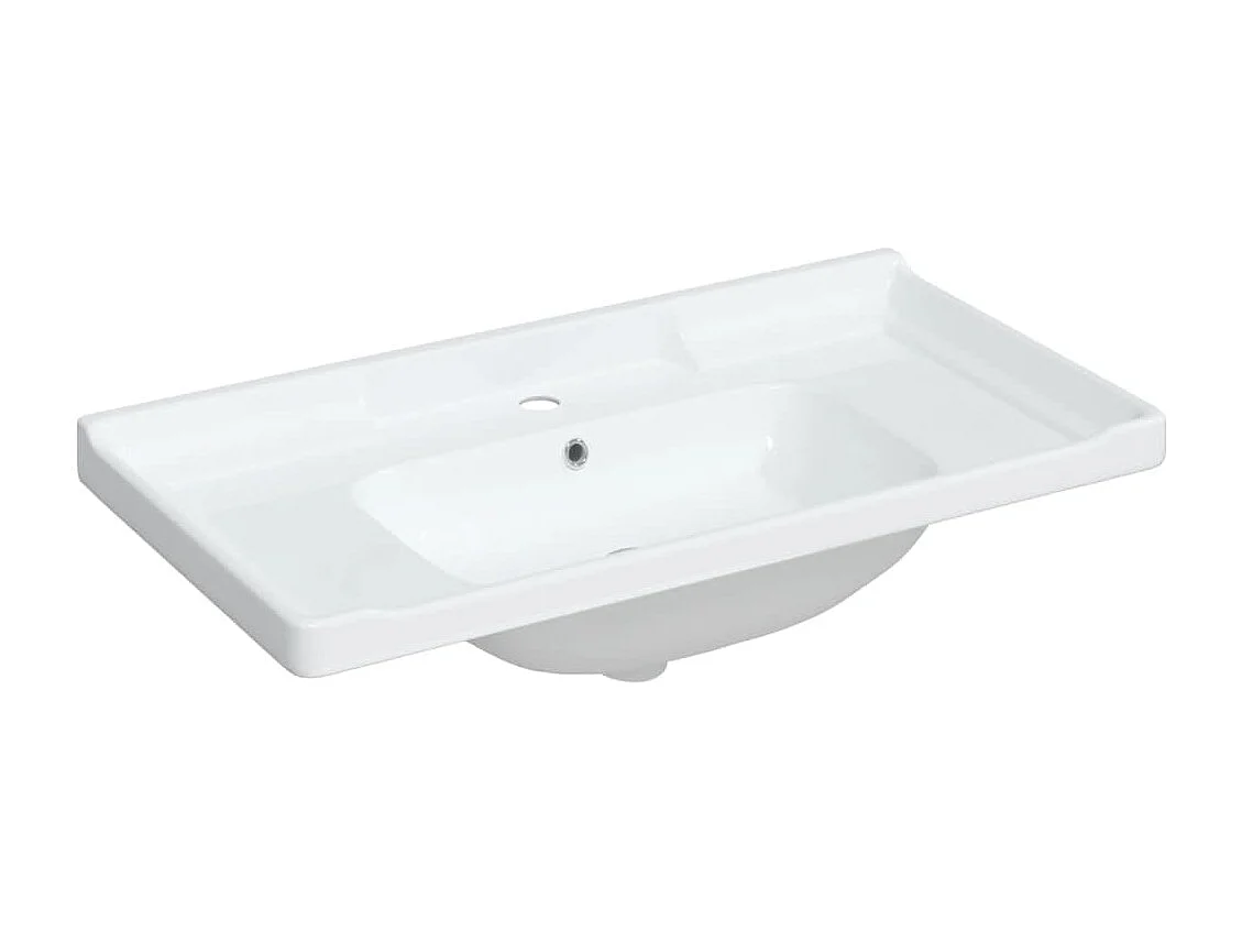 Évier salle de bain blanc 91,5x48x23 cm rectangulaire céramique