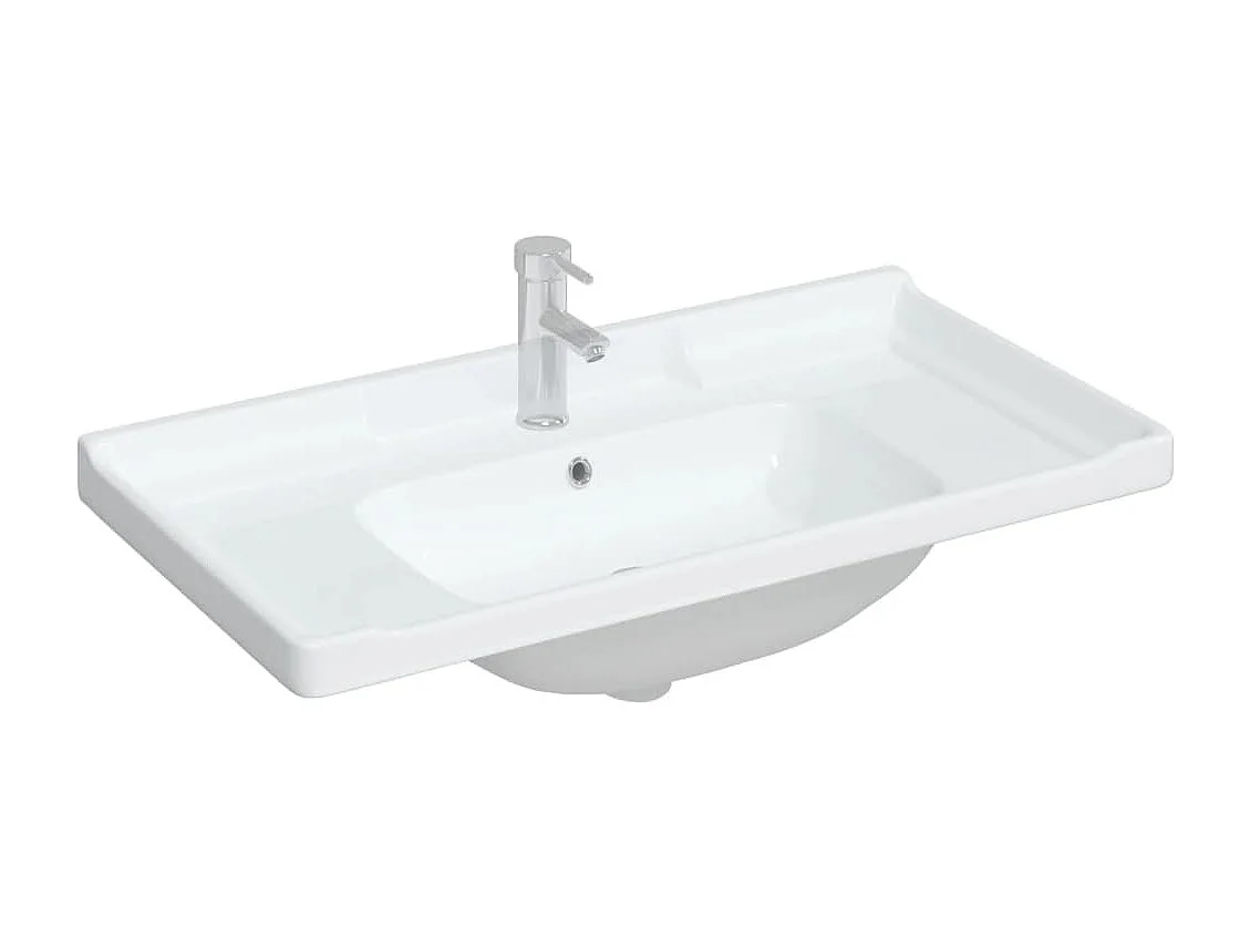 Évier salle de bain blanc 91,5x48x23 cm rectangulaire céramique